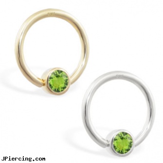 14K yellow gold captive bead ring with Peridot, yellow gold diamond nose ring, 14 kt white gold belly button rings, nipple rings and gold, belly rings gold, captive earrings unique steel