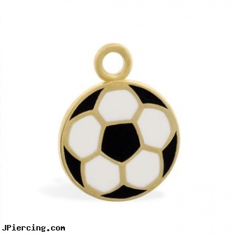 14K Yellow Gold Enameled Soccer Ball Pendant, yellow gold diamond nose ring, gold nipple stirrups jewelry, gold nose stud, 14k gold belly ring, beach ball barbell and eyebrow piercing