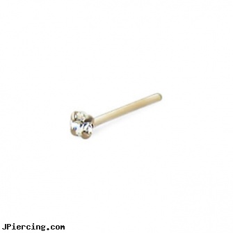 14K yellow gold nose pin with clear gem, 22 ga, yellow gold diamond nose ring, harley davidson gold navel rings, gold diamond nose stud ring, 14 kt white gold belly button rings, cleaning nose piercing
