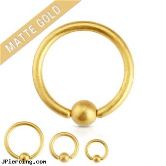 16G Matte Gold IP Over Surgical Steel Captive Bead Ring, diamond gold nose stud nose ring, 16 ga gold body jewelry, gold navel ring, regulations governing ear piercing in illinois, four leaf clover body jewelry