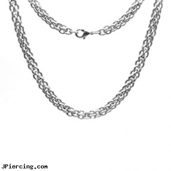 22\" Inch 316L Stainless Steel 6mm Double Round Link Necklace Chain, chrome inch teardrop metal cock ring, inch tongue barbells, inch navel ring, 316l jewelry cards, stainless steel rings