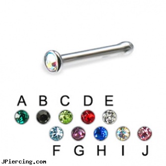 316L jeweled nose bone, 18 ga, 316l jewelry cards, jeweled belly rings, jeweled navel slave rings, gold jeweled labret ring, infected nose piercings