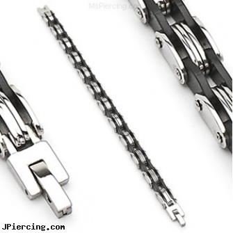 316L Stainless Steel & Rubber Bracelet, 316l jewelry cards, stainless steel rings, stainless steel nipple rings, surgical stainless steel navel jewelry, surgical steel navel rings