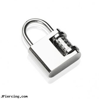 316L Stainless Steel \"Lock\" Pendant, 316l jewelry cards, buy stainless steel lip ring, body jewlery stainless steel, stainless steel triple cock ring, steel jewelry