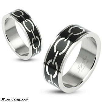 316L Stainless Steel Black Enamel Love Links Ring, 316l jewelry cards, 8-ga cbr or bcr stainless piercing 1-, stainless steel nose rings, titanium or stainless steel belly button rings, body piercing jewelry surgical steel