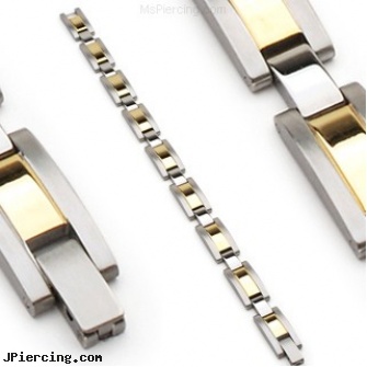 316L Stainless Steel Bracelet/Gold Tone, 316l jewelry cards, stainless steel body jewelry, stainless steel nose rings, body jewlery stainless steel, surgical steel prong set labrets