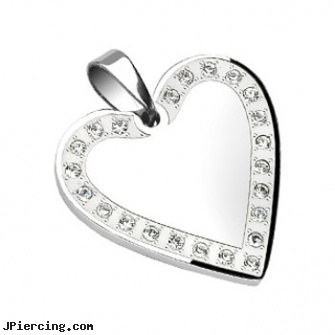 316L Stainless Steel Gem Paved Heart Frame, 316l jewelry cards, stainless steel nose rings, titanium or stainless steel belly button rings, stainless steel rings, industrial steel body jewellery