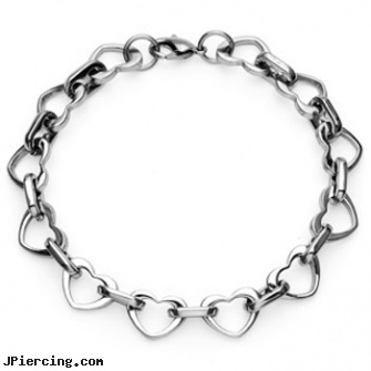 316L Stainless Steel Multi-Link Heart Bracelet, 316l jewelry cards, stainless steel rings, surgical stainless steel navel jewelry, buy stainless steel lip ring, captive earrings unique steel