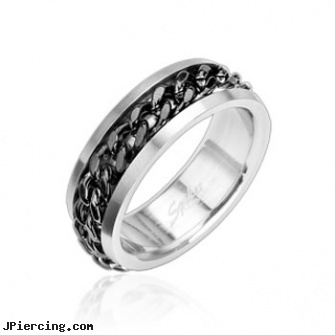 316L Stainless Steel Ring with Spinning Center Black Chain, 316l jewelry cards, stainless steel cock ring, stainless steel cock rings, stainless steel rings, steel my heart jewlry