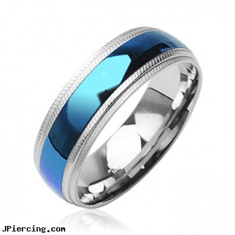 316L Surgical Stainless Steel Rings/ IP Blue Center, 316l jewelry cards, surgical stainless steel body jewelry, surgical stainless steel navel jewelry, surgical steel nose stud, stainless steel piercing body jewelry