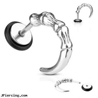 316L Surgical Steel Curved Claw Fake Plug, 316l jewelry cards, surgical stainless steel body jewelry, surgical steel body jewelry, surgical placement of rings in cock and scrotum, stainless steel cock rings