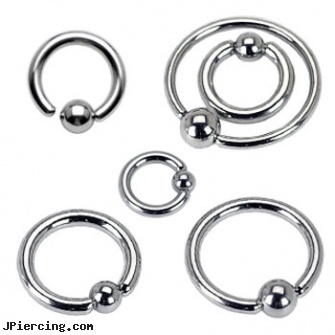 316L Surgical Steel One Side Fixed Ball Ring, 16ga, 316l jewelry cards, surgical steel nose rings, surgical steel body piercing jewelry, surgical steel flat disc nose stud, stainless steel cock rings