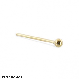 9K Yellow Gold Nose Stud With 1.5Mm Ball, yellow gold diamond nose ring, diamond gold nose stud nose ring, gold nautical body jewelry, gold jeweled labret ring, after care for nose piercings