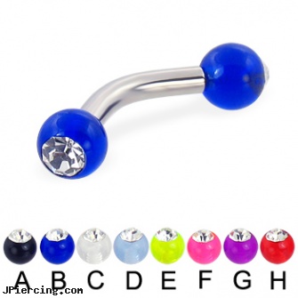 Acrylic ball with stone curved barbell, 10 ga, acrylic eyebrow rings, body jewelry plugs acrylic, acrylic tongue barbells, adult cock and ball rings, cock rings ball splitters
