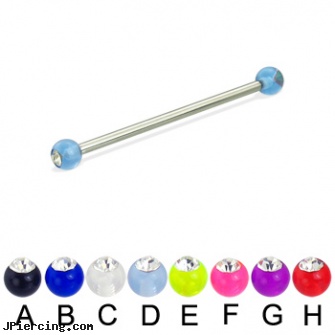 Acrylic ball with stone long barbell (industrial barbell), 12ga, acrylic eyebrow rings, acrylic nose studs, acrylic tapers, navel ring balls replacement, labret replacement balls