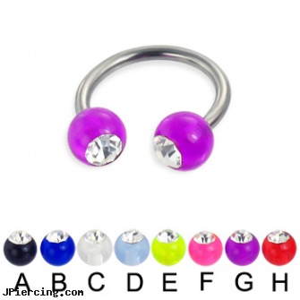 Acrylic ball with stone titanium circular barbell, 14ga, uv acrylic body jewellery canada, acrylic rainbow belly ring, acrylic nose studs, baseball and belly button rings, cock ring placement balls penis