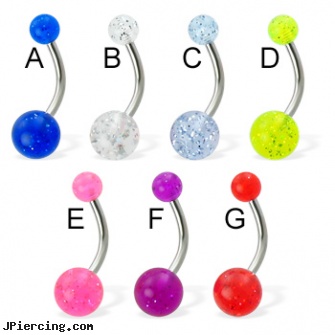 Acrylic glitter belly button ring, acrylic bead rings, acrylic labrets, acrylic tongue rings barbells, glitter bitch, how to switch your belly button ring
