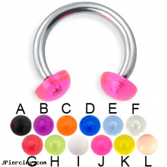 Acrylic half ball circular barbell, 12 ga, acrylic bead rings, gauge acrylic body jewelry, acrylic ear body jewelry, baseball and belly button rings, ball belly ring