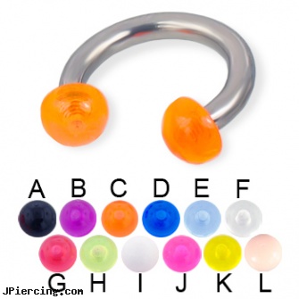 Acrylic half ball titanium horseshoe barbell, 10 ga, acrylic labret, acrylic bead rings, body jewelry acrylic, tongue ring balls, baseball and belly button rings