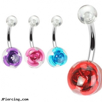 Acrylic rose belly ring, acrylic rainbow belly ring, body jewelry plugs acrylic, acrylic labret, rose belly button rings, rose belly jewelry