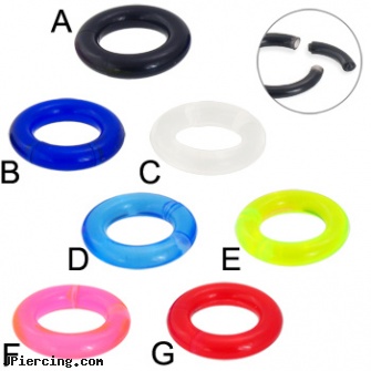Acrylic segment ring, 4 ga, 10 gauge acrylic tapers, acrylic eyebrow rings, acrylic tongue rings barbells, captive segment cock rings, wholesale ball tounge rings