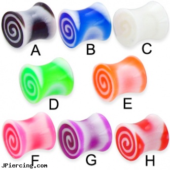 Acrylic spiral plug, 0 ga, acrylic tongue rings barbells, acrylic labret, body jewelry plugs acrylic, spiral barbell, ear spiral piercing