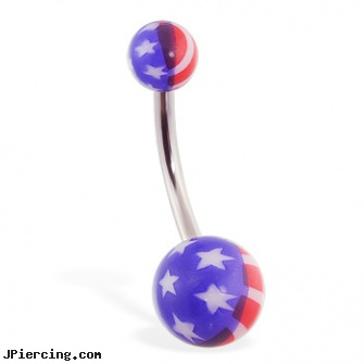 American Pride Logo Belly Ring, american graffity body pircing, american and body and jewelry and manufacturer, african american body peircing, white pride tongue ring, gay pride body jewelery