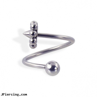 Ball and flower cone spiral barbell, 16 ga, ball rings, cock and ball testicle piercing torture, 14k ball closure ring, flower shaped labret jewerly, flower belly ring