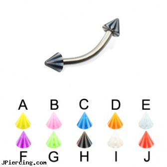 Beach cone curved barbell, 16 ga, nipple rings worn on the beach, cock rings and nude beaches, genital piercing virgina beach ocean mystique, cone helix, silicone cock rings