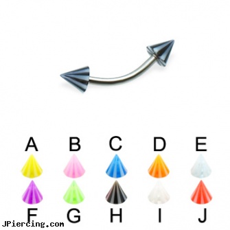 Beach cone eyebrow ring, 18 ga, genital piercing in virginia beach, beach ball barbell and eyebrow piercing, nipple rings worn on the beach, silicone cock ring with balls, cone helix