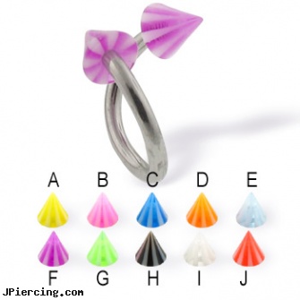 Beach cone twisted barbell, 14 ga, beach ball barbell and eyebrow piercing, genital piercing virgina beach ocean mystique, body jewellery worn on the beach, helix cone, silicone cock rings