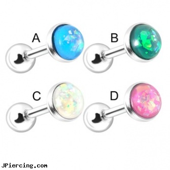 Beautiful Synthetic Opal Cartilage Ring, 16 Ga, belly jewelry opal, opal body jewelry, navel belly ring opal, cartilage ear piercing infection antibiotics, industrial ear cartilage piercing