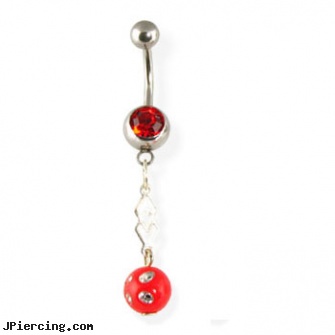 Belly button ring with dangling red ball with gems, stretchy belly rings, dale earnhardt belly button rings, belly button polyhedren ring, belly button ring infections, nose rings with glasses
