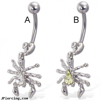 Belly button ring with dangling scorpion, horseshoe belly button rings, outtie belly button piercing, belly peircing, care of belly button piercing, derek jeter tongue ring