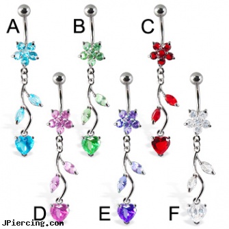 Belly button ring with flower and heart on a vine, dragon belly button rings, disney belly button ring, tinkerbell belly button ring, the penis rings method, chrome cock rings