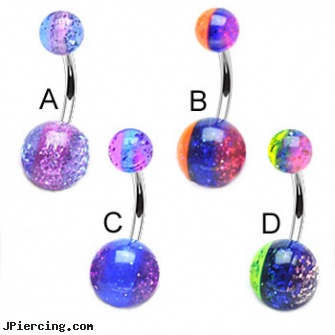 Belly button ring with multi-colored glitter stripe balls, navel rings belly button, cheapest belly ring shields, belly clip art, how much for belly button piercing, elephant belly button rings