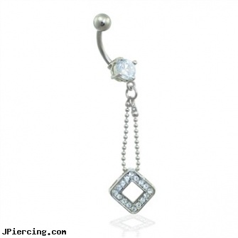 Belly ring with chain and diamond shaped dangle, belly botton, 12 gauge belly rings, bellybutton piercing information, electro sex cock ring, teddy nipple ring