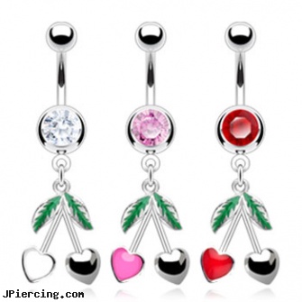 Belly ring with dangling cherry hearts, belly botton piercing, belly button piercing dangers, starter belly rings, celtic eyebrow ring, non peircing nipple rings sex pics