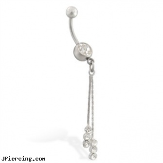 Belly Ring with Dangling Jeweled Chains, care of belly button piercing, what belly button rings are, pregnancy belly button rings, tongue ring with irelands flag, cock ring how to make