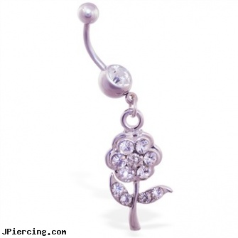 Belly ring with dangling jeweled flower, opal belly ring, aerosmith belly rings, 80 off belly button rings, how to put on cock ring, 20 gage nose rings