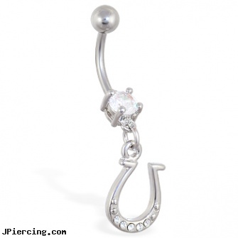 Belly ring with dangling jeweled horseshoe, alphabet belly rings, make your own belly rings, infected belly piercing, rods for tongue rings, what does cock ring do sex