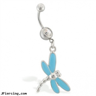 Belly ring with dangling lt blue dragonfly, how to treat infected belly button piercings, belly rings for sale, clear belly button ring, sponge bob tongue ring, flexible tongue rings