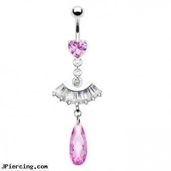 Belly ring with dangling princess cut fan and large pink stone, strawberry shortcake belly ring navel, dragonfly belly button ring purple, belly button piercing instructions, nipple ring denmark, ear ring plugs