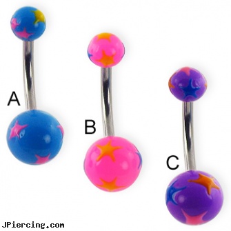 Belly ring with multicolor stars, how much does belly button piercing cost, bellybutton percings, belly mood ring, nose hiding ring, navel ring superman