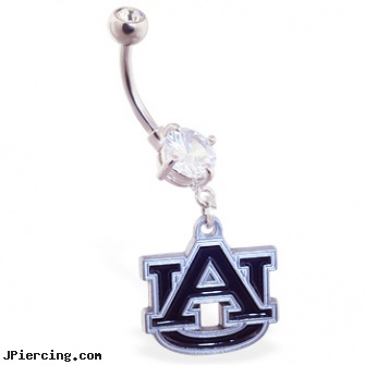 Belly Ring with official licensed NCAA charm, Auburn University Tigers, belly button ring holders, betty boop belly ring, titanium belly jewelry, navel ring teen, cock ring image pic