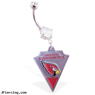 Belly Ring with official licensed NFL charm, Arizona Cardinals, niobium belly ring, belly button peircing, belly ring display case, where can buy fake lip rings, navel ring sex girl
