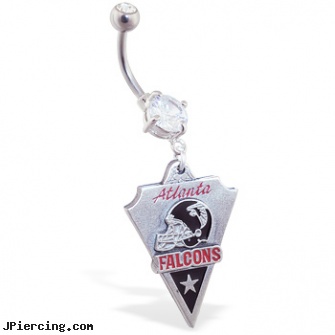 Belly Ring with official licensed NFL charm, Atlanta Falcons, belly piercing aftercare, unique belly rings, initial belly button ring, oral techniques with tongue ring, crystal nose rings