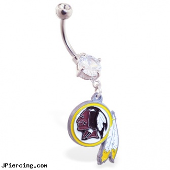 Belly Ring with official licensed NFL charm, Washington Redskins, belly piercings pictures, rainbow twister belly ring, jewelry belly chain, can look at body rings, penis rings method