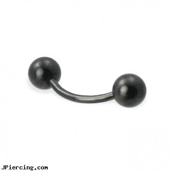 Black curved barbell with balls, 16 ga, jewelry black studs, 10 gauge black nipple ring, black pussy photos, curved penis, 14 gauge curved barbell