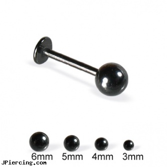 Black labret with ball, 16 ga, black labret, black onyx navel ring, black whole body piercing, diamond jewel labret, labret piercings sexy